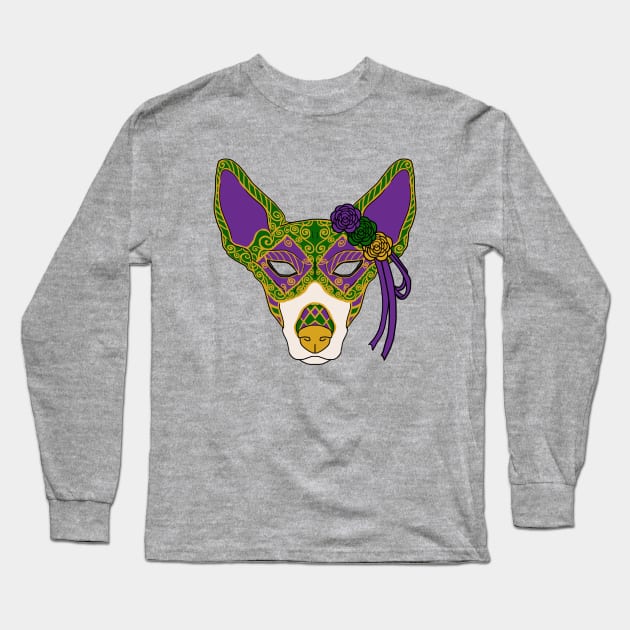 Mardi Gras Hound Mask Long Sleeve T-Shirt by Geekybat